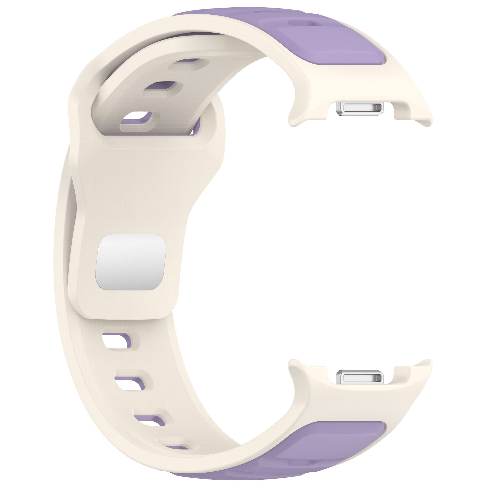 Two tone cream and purple silicone watch band with ventilation holes and quick release pins for Galaxy Watch 8