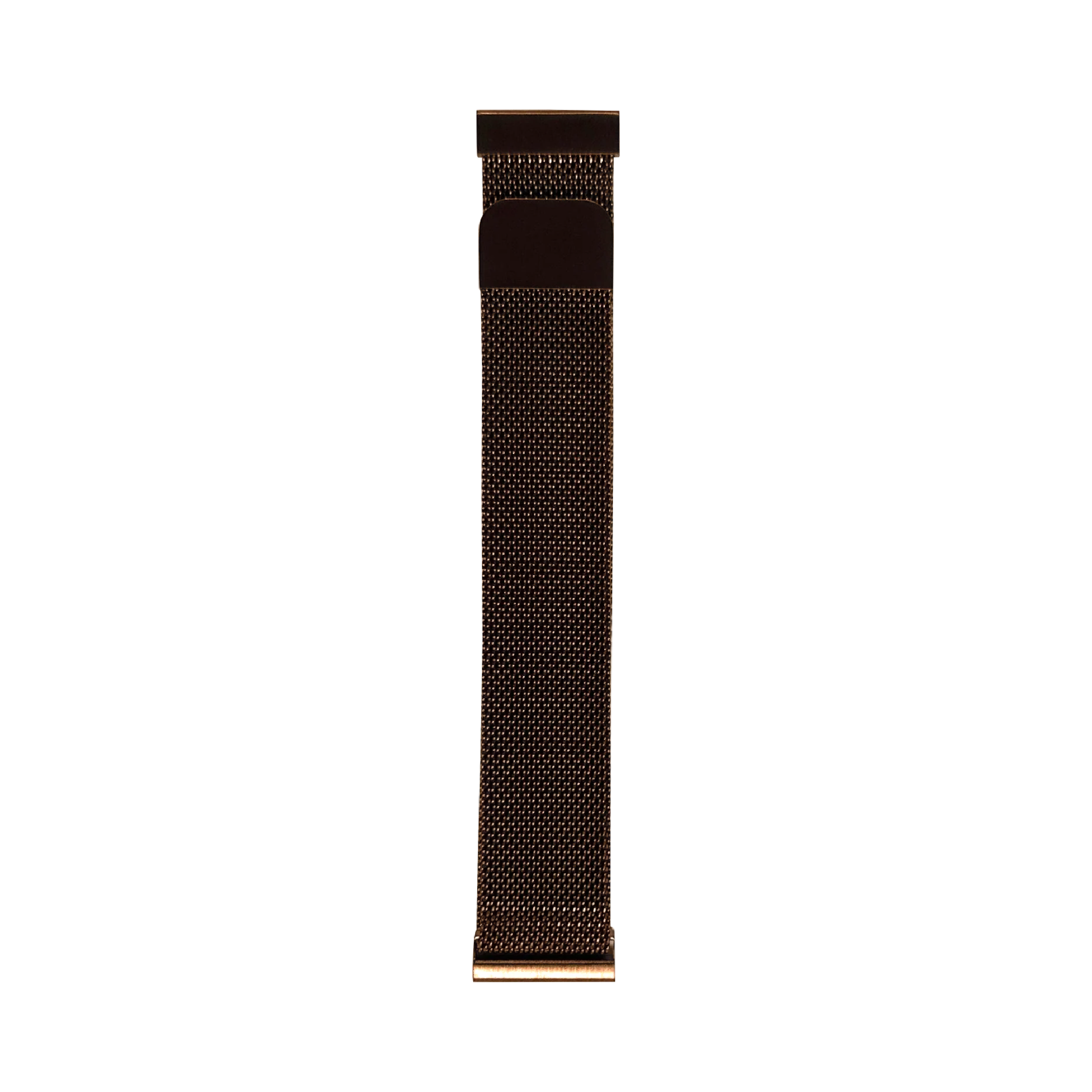 Coffee brown Milanese quick release watch strap, flat lay cutout