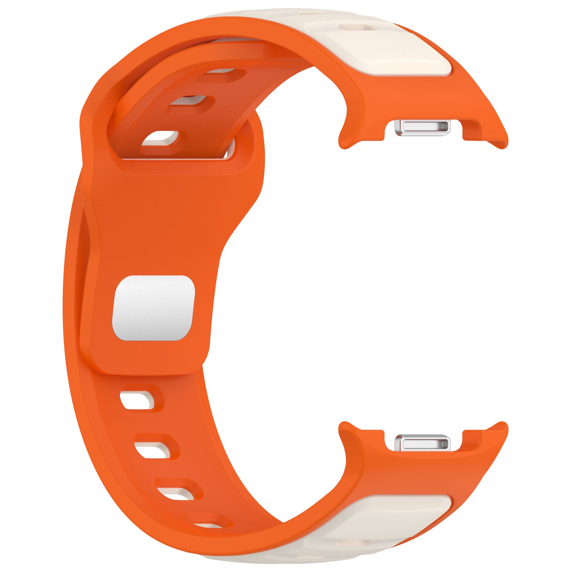 Orange and cream silicone watch band with ventilation holes and quick-release pins for Galaxy Watch 8