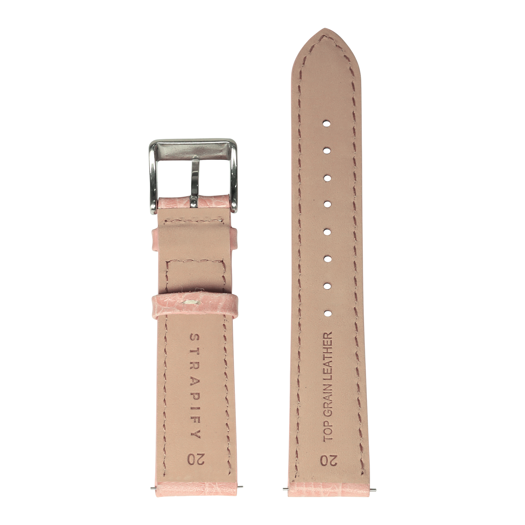 [Fitbit Versa 3 & 4/Sense 1 & 2] Alligator Leather - Pink with White Stitching