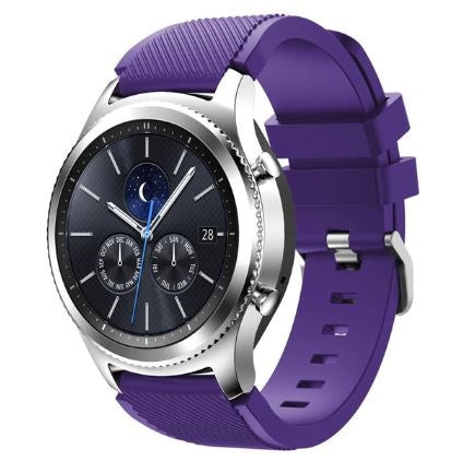 Purple silicone sport watch band with silver buckle for smartwatch replacement strap