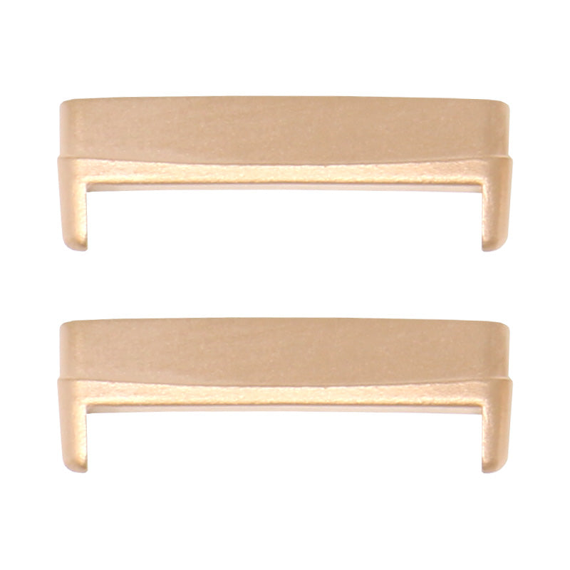 Pair of brushed gold metal watch band adapters for Fitbit Versa and Sense smartwatches, compatible with 20mm straps