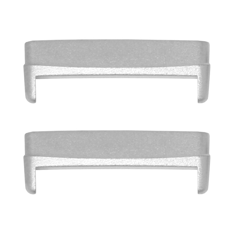 Silver metal connector adapters for Fitbit Versa and Sense smartwatches, compatible with 20mm watch bands