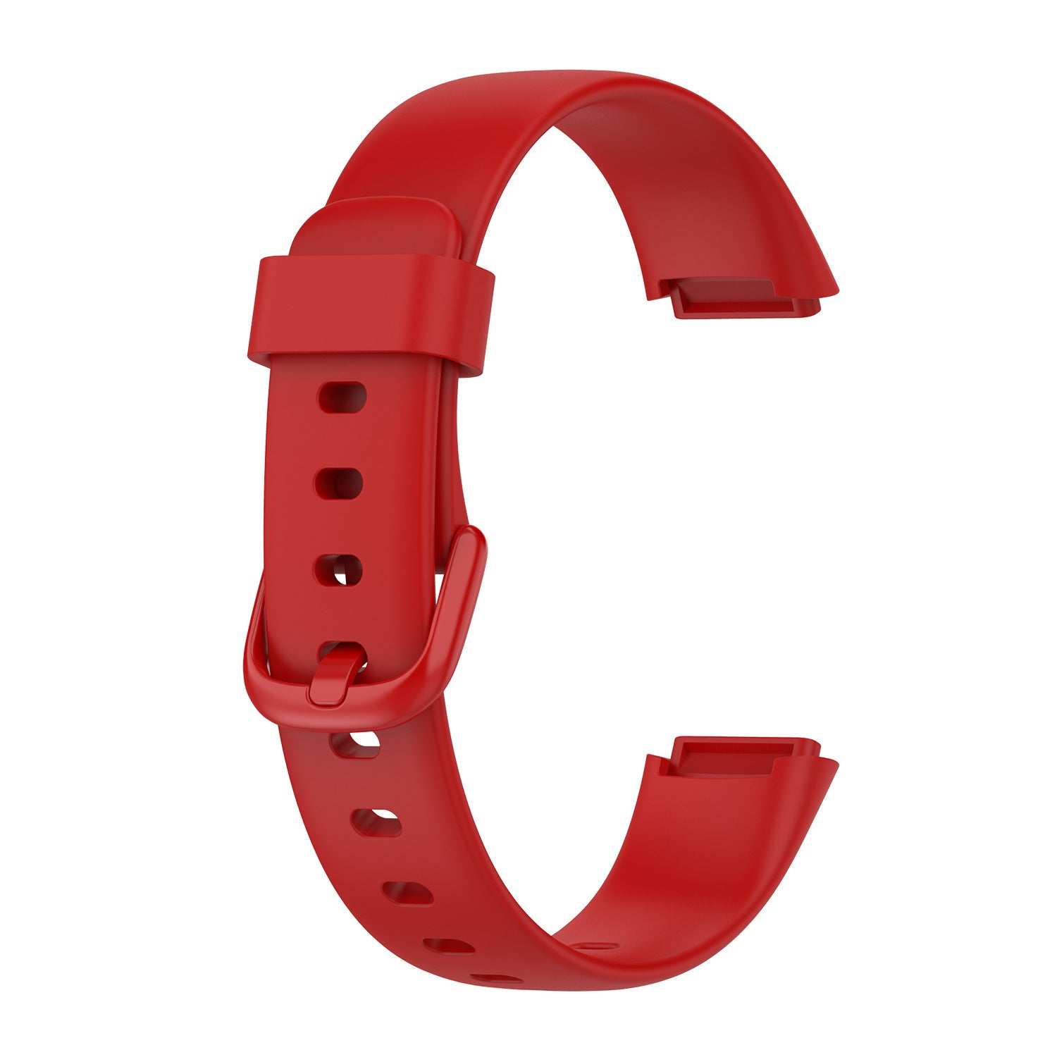 Red silicone sport band for Fitbit Luxe with adjustable buckle closure and ventilation holes