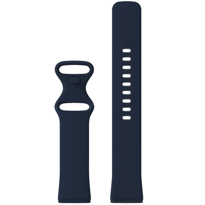 Navy blue silicone sport band for Fitbit Versa 3, Versa 4, Sense 1 and Sense 2 smartwatches with quick-release connectors