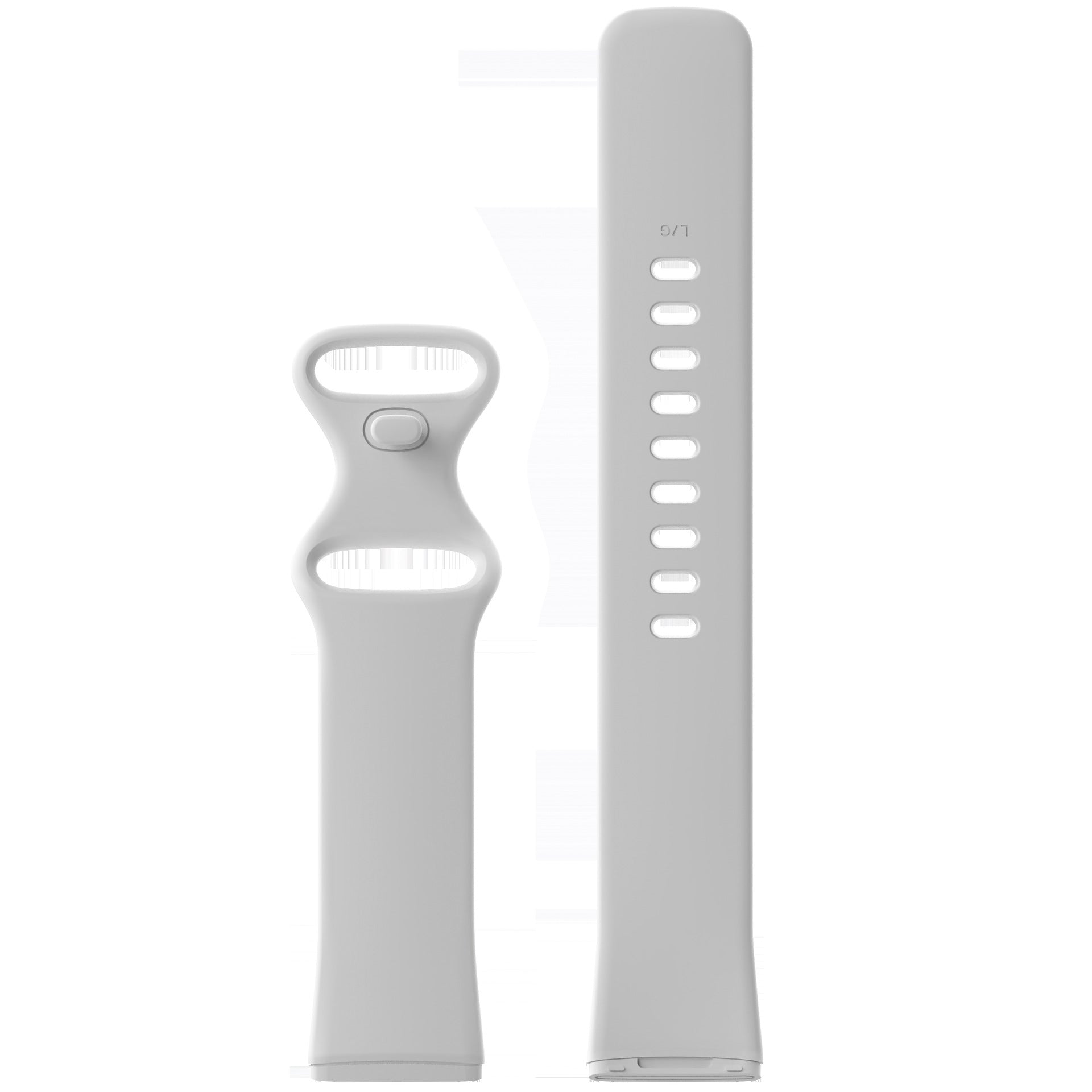 Gray silicone sport bands for Fitbit Versa and Sense smartwatches with adjustable ventilation holes