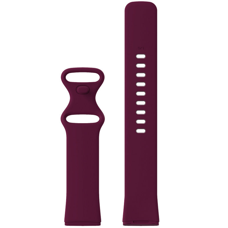 Burgundy silicone sport bands for Fitbit Versa 3 4 and Sense smartwatch with adjustable holes and secure fit connector