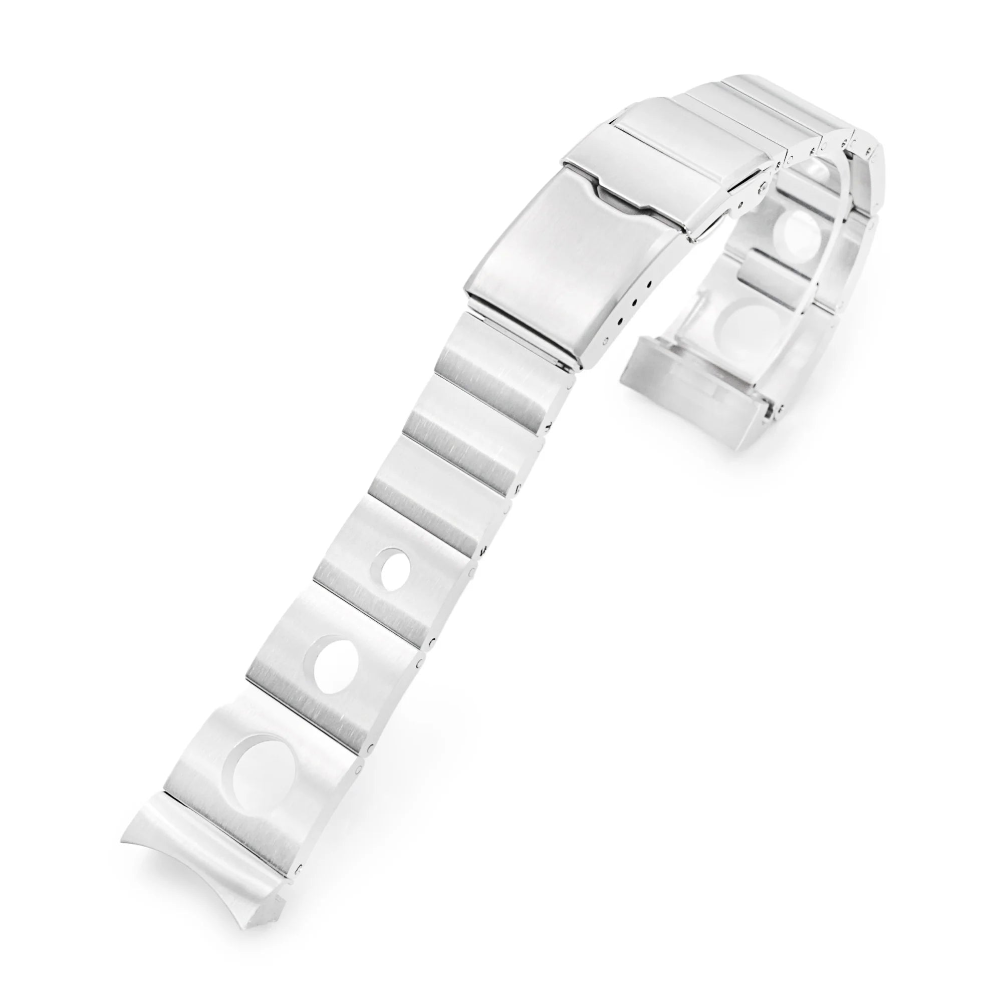 Strapcode Rollball stainless steel bracelet for Seiko 5 Sports 40mm with solid links and fold-over clasp
