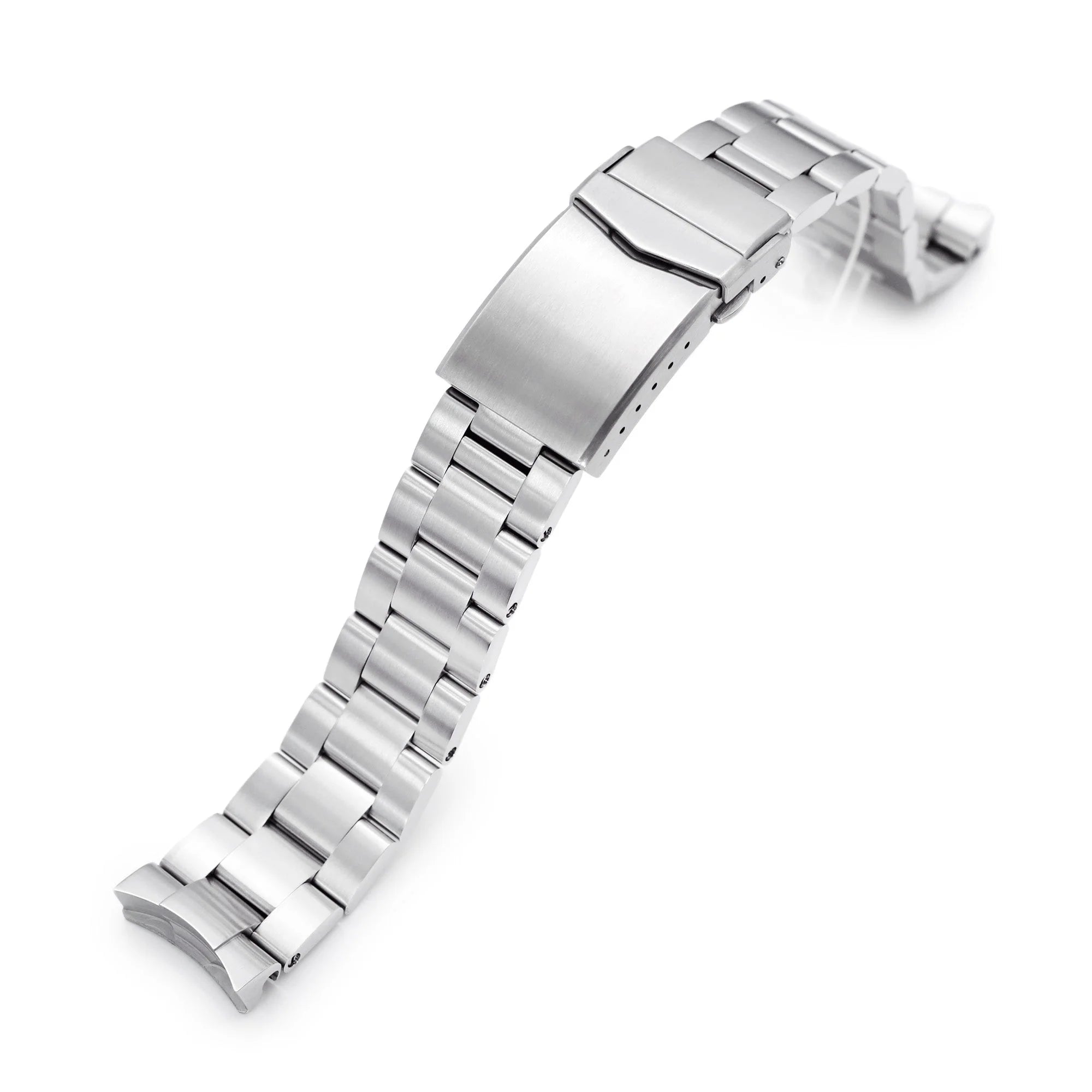 Stainless steel Super Boyer bracelet for Seiko 5 Sports 38mm SRPK with solid links and fold-over clasp