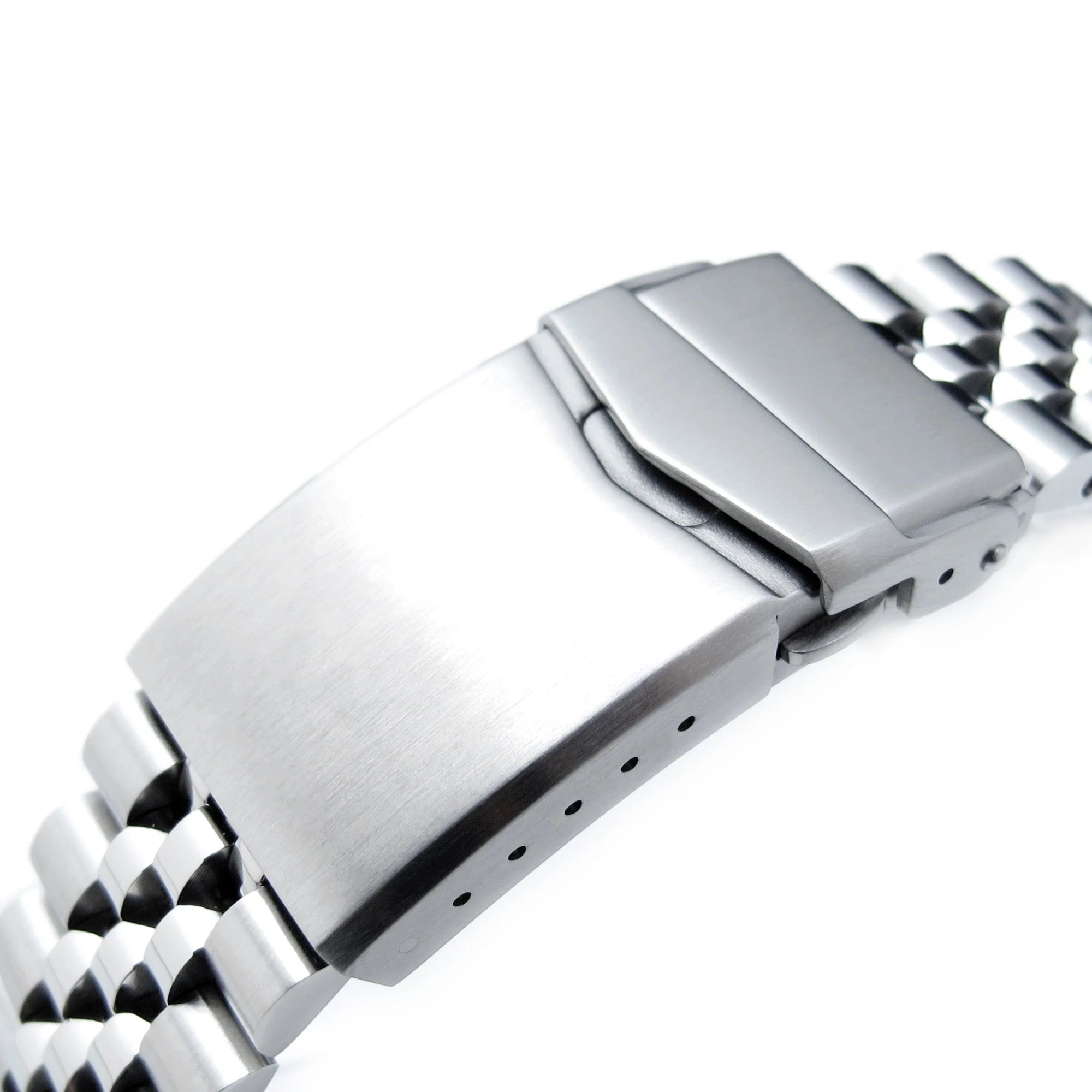 Stainless steel Super-J Louis bracelet for Seiko 5 Sports 38mm SRPK with brushed center link and solid end links