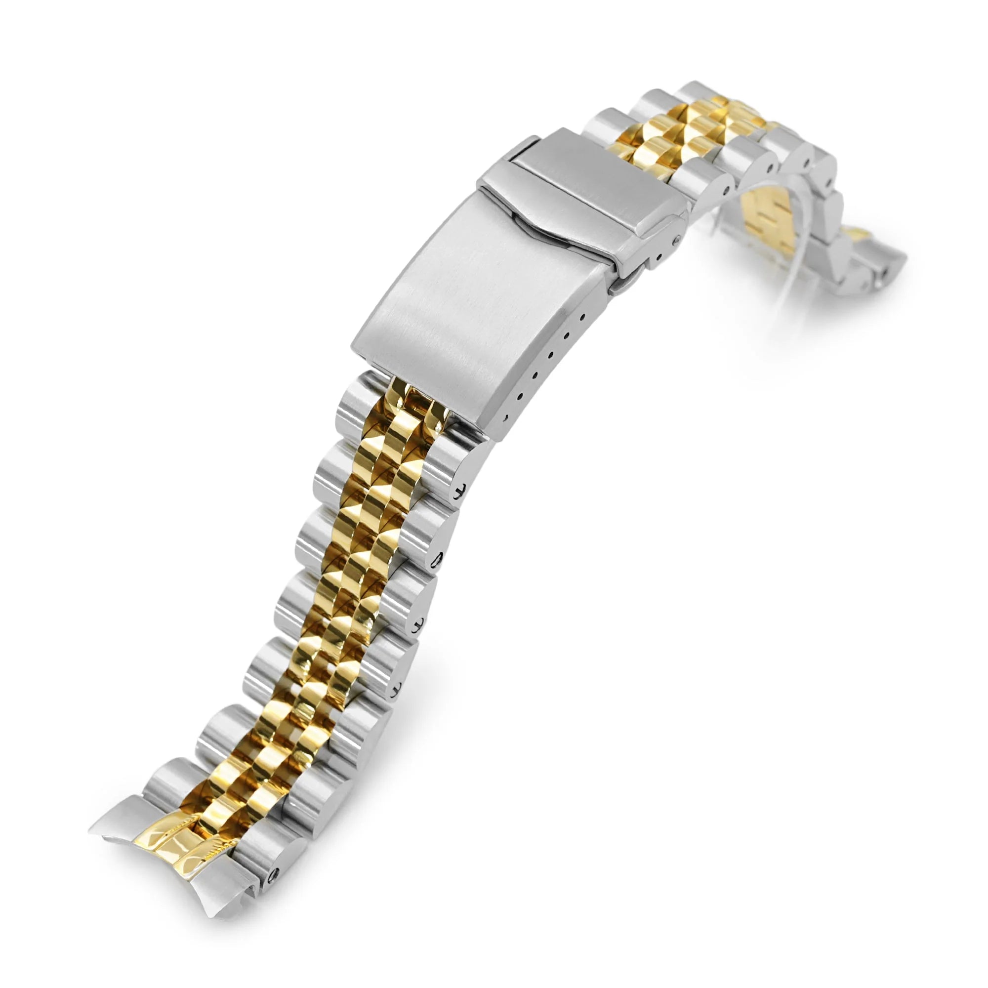 Two-tone silver and gold jubilee watch bracelet with solid end links for Seiko SARB035