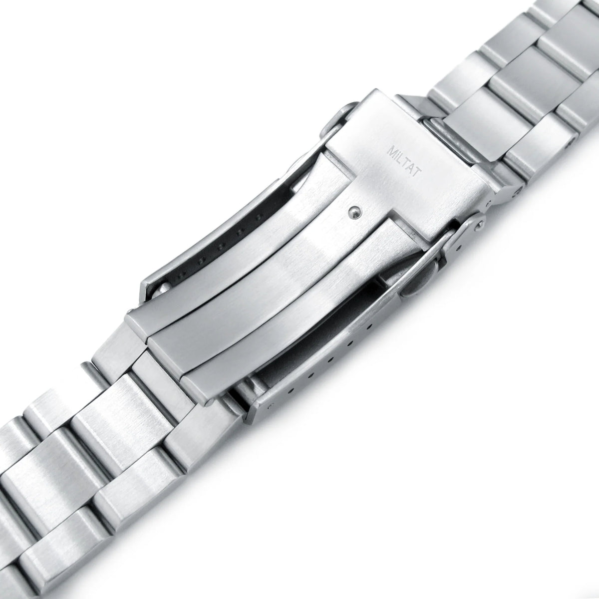 Stainless steel Super-O Boyer watch band for Orient Triton with solid metal links and secure clasp closure
