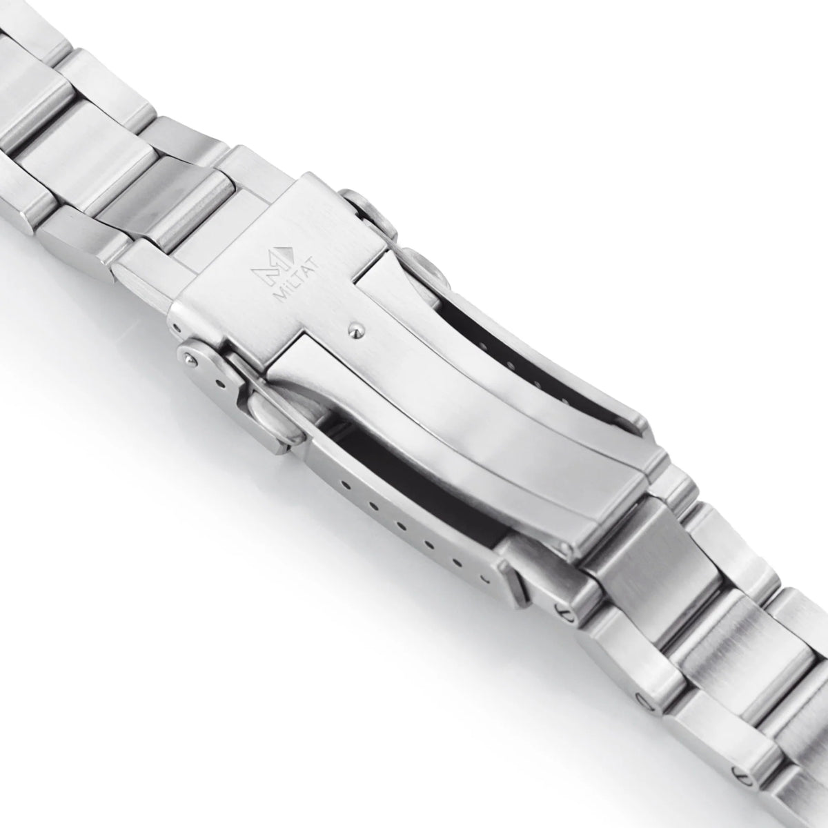 Polished stainless steel Super-O Boyer watch bracelet with solid end links for Orient Kamasu dive watch