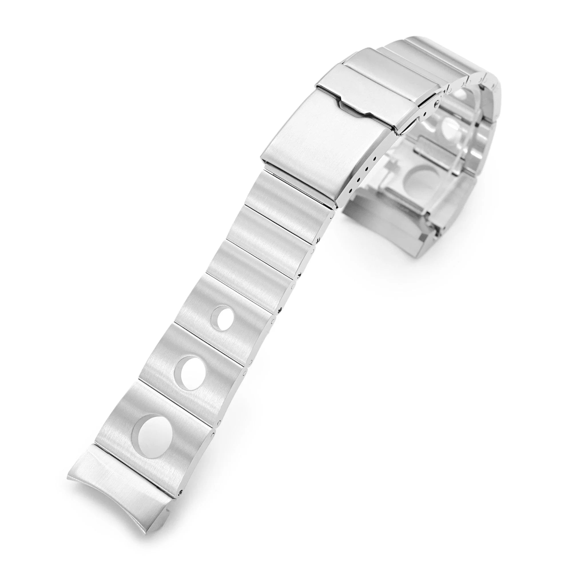 Stainless steel Rollball Bracelet II watch band for Seiko Samurai SRPB51 with 22mm width and fold-over clasp