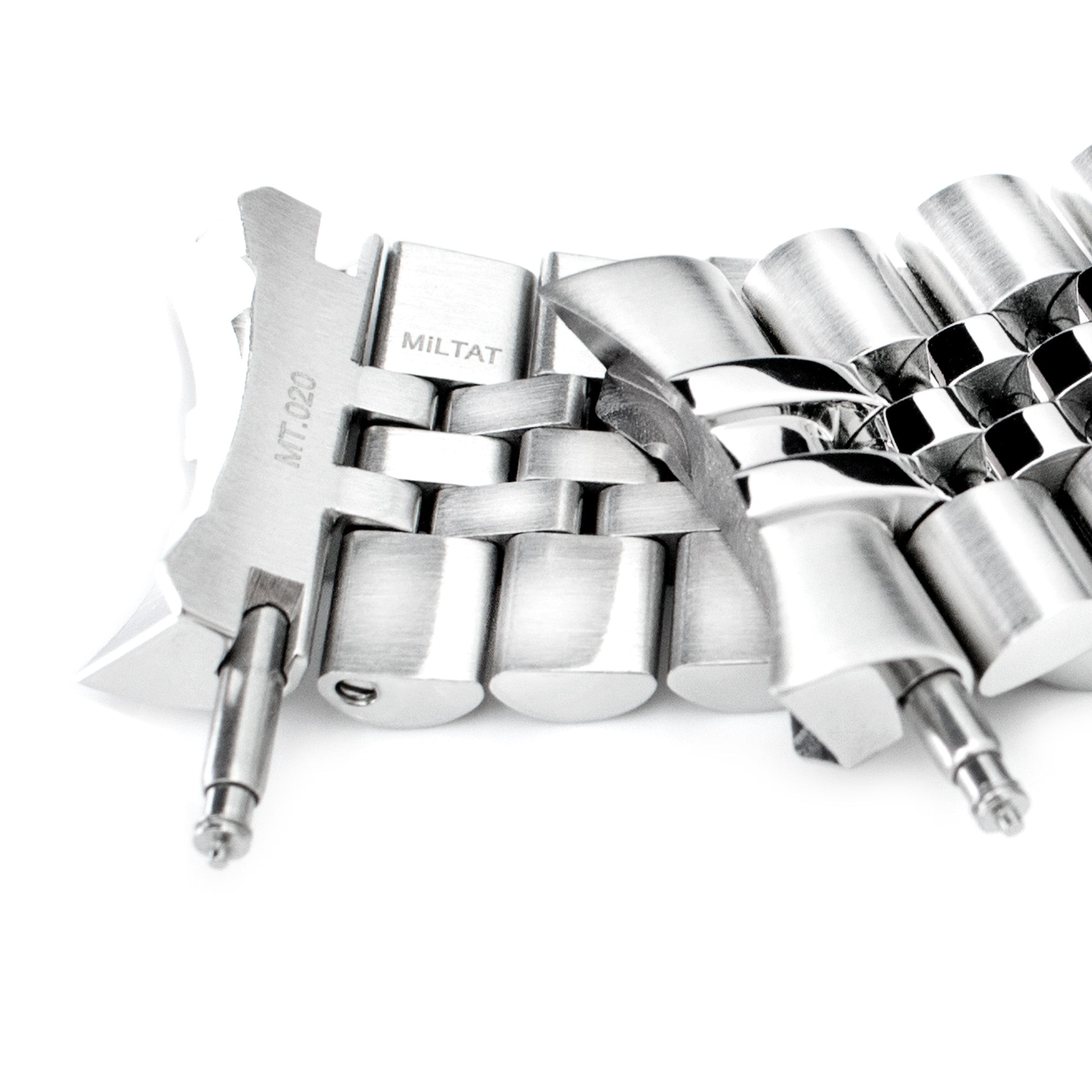 Stainless steel Super-J Louis jubilee watch bracelet with solid end links and butterfly clasp for Seiko SKX007 diver