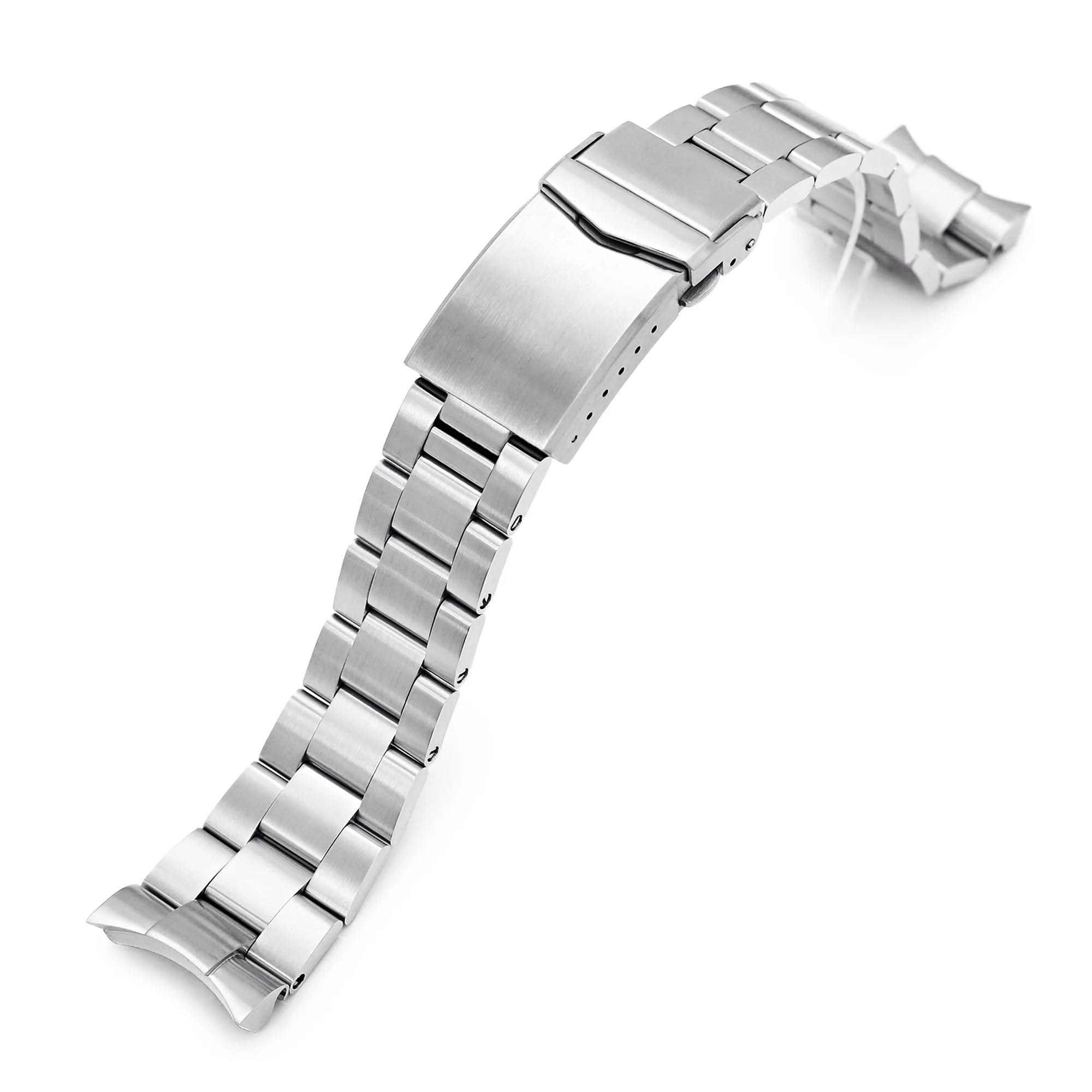 Stainless steel Super-O Boyer watch bracelet for Orient Mako II and Ray II with solid links and secure clasp