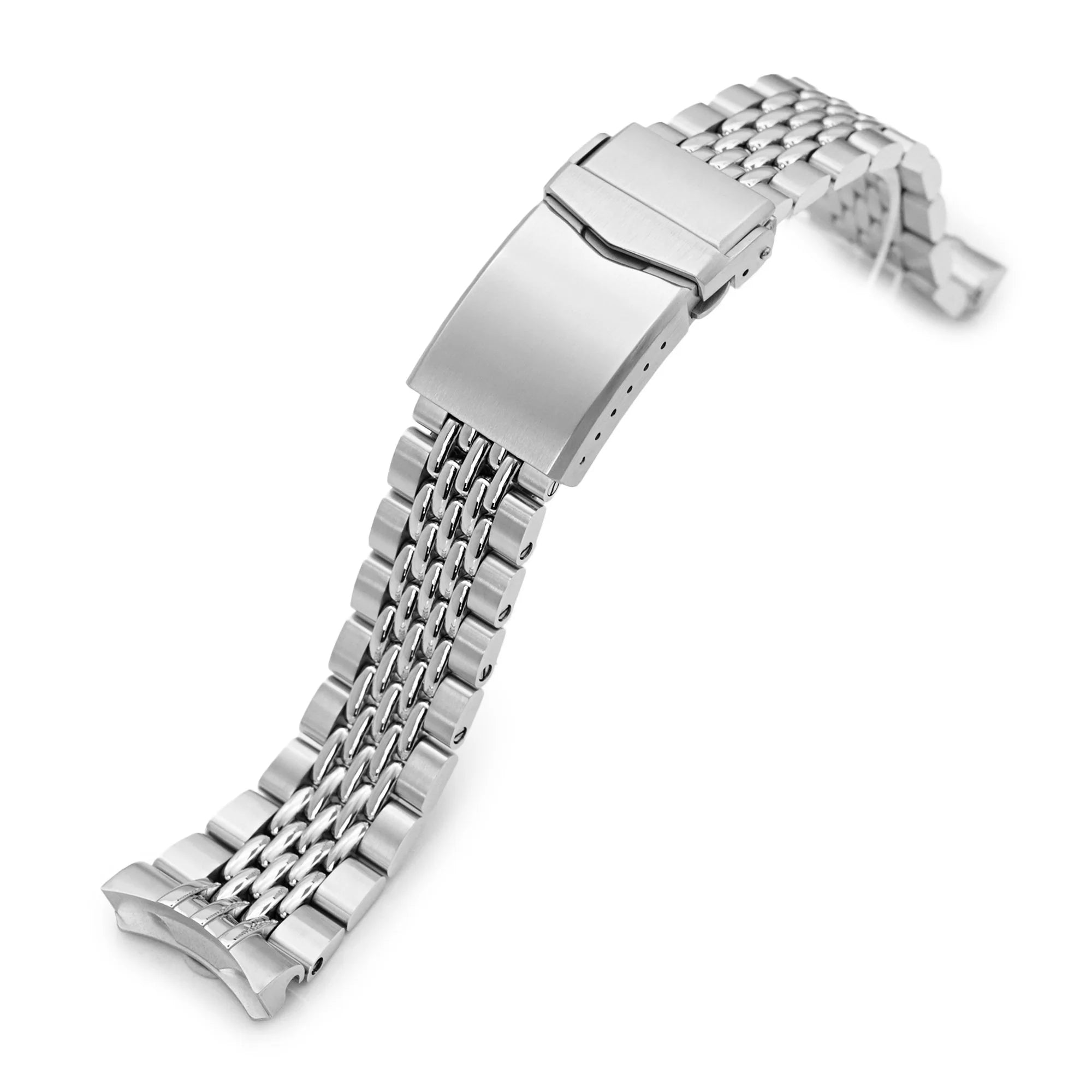 Strapcode Goma BOR stainless steel watch bracelet with solid end links and secure clasp for Seiko SKX007