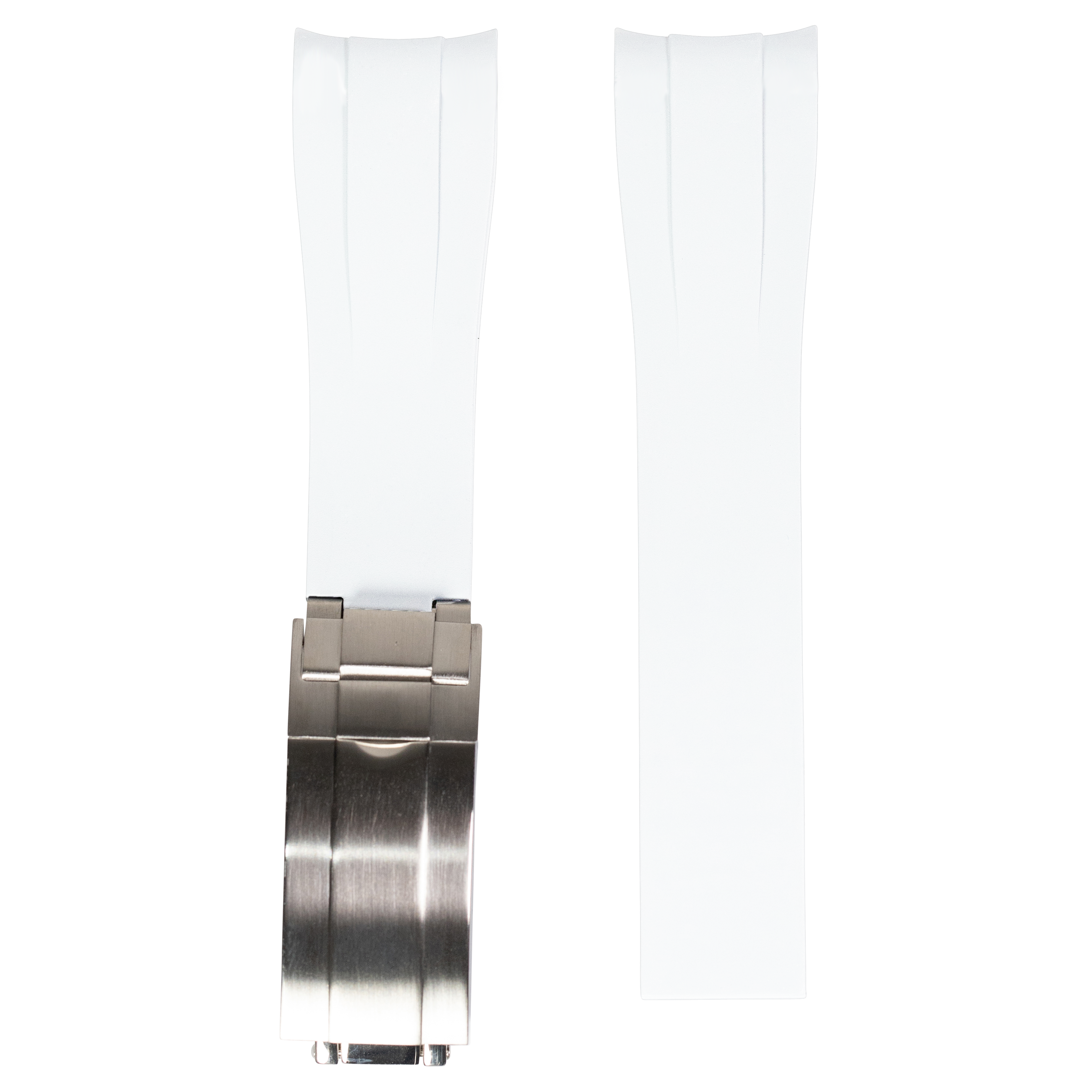 White rubber strap with stainless steel Oyster clasp for luxury watch