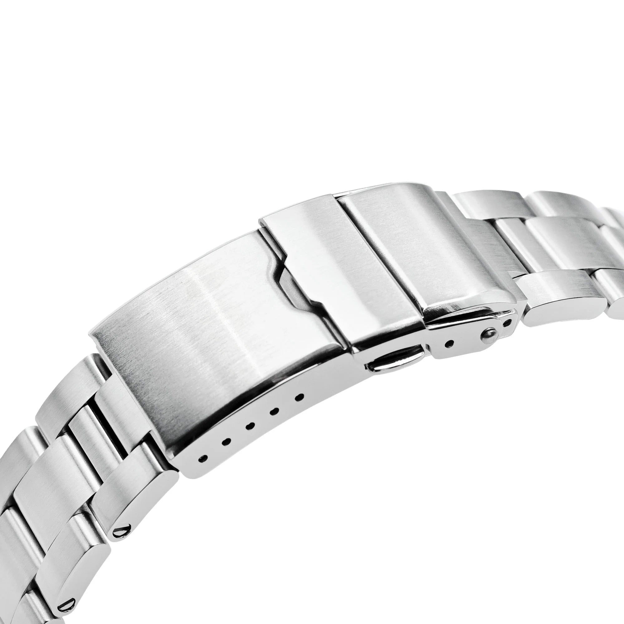 Stainless steel Super-O Boyer watch band for Orient Mako 40mm with secure clasp and adjustment holes