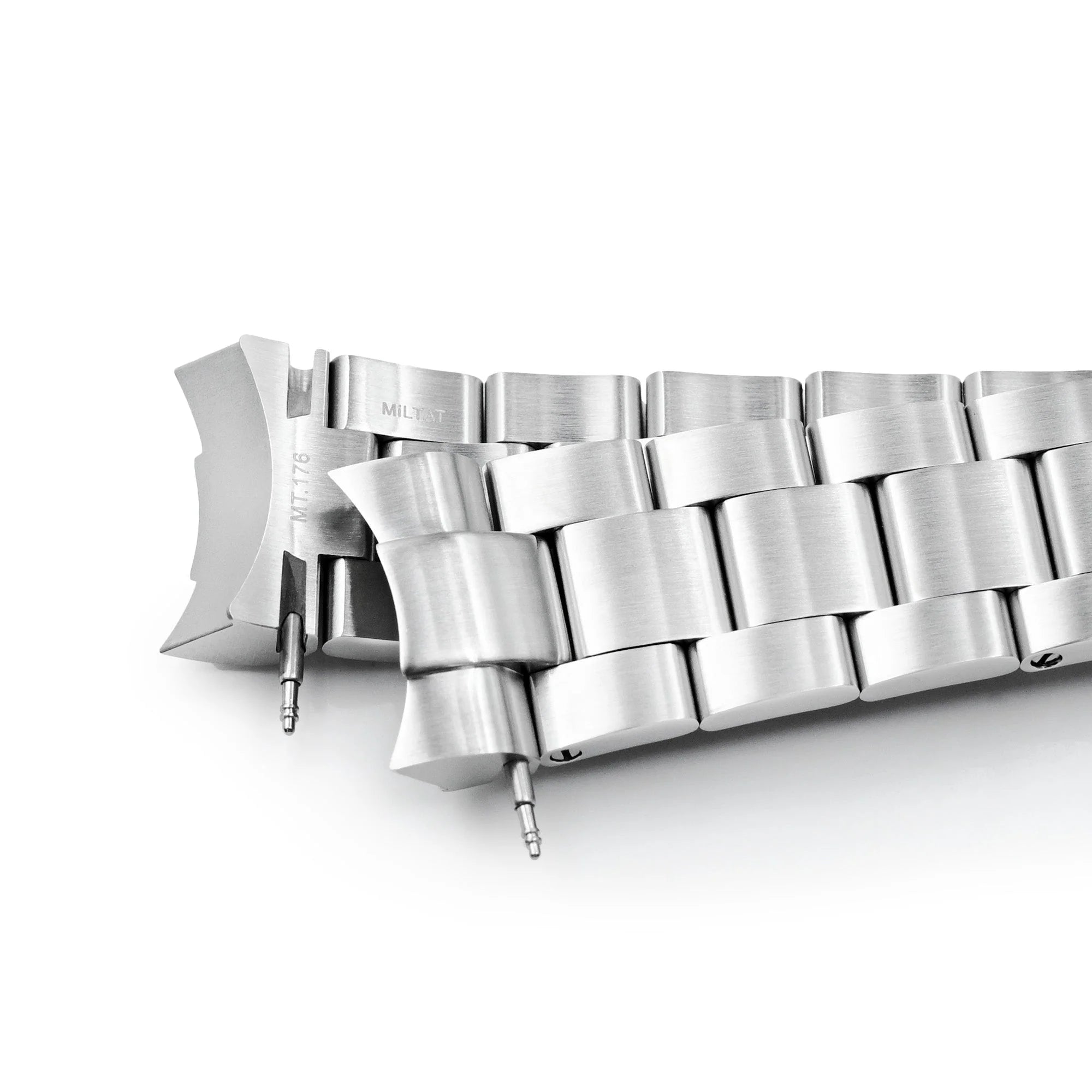 Stainless steel super-o boyer watch band for orient mako 40, 20mm width, with secure lug bars and brushed finish