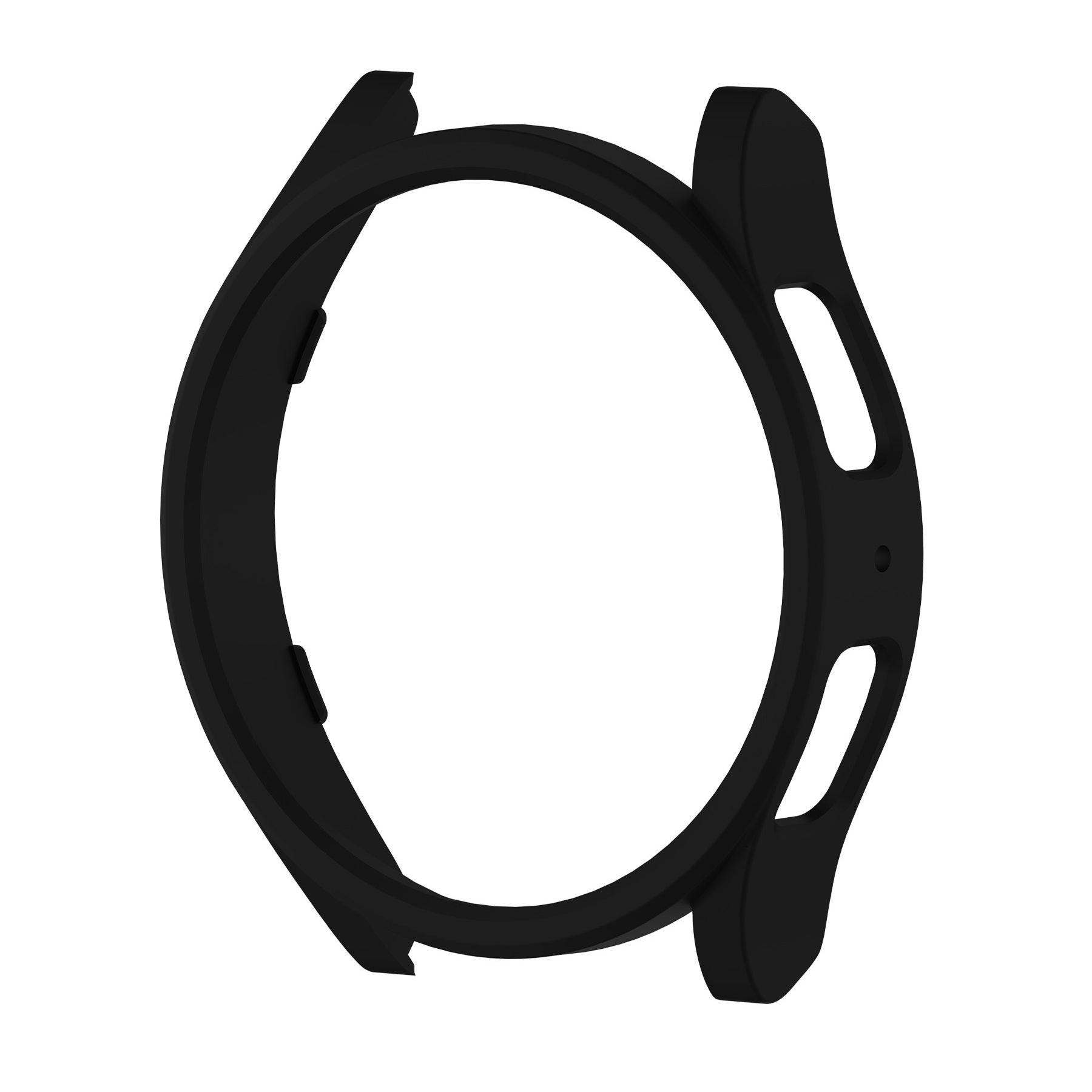 Black protective case for Galaxy Watch 6-7 with ergonomic design and built-in lugs for secure fit