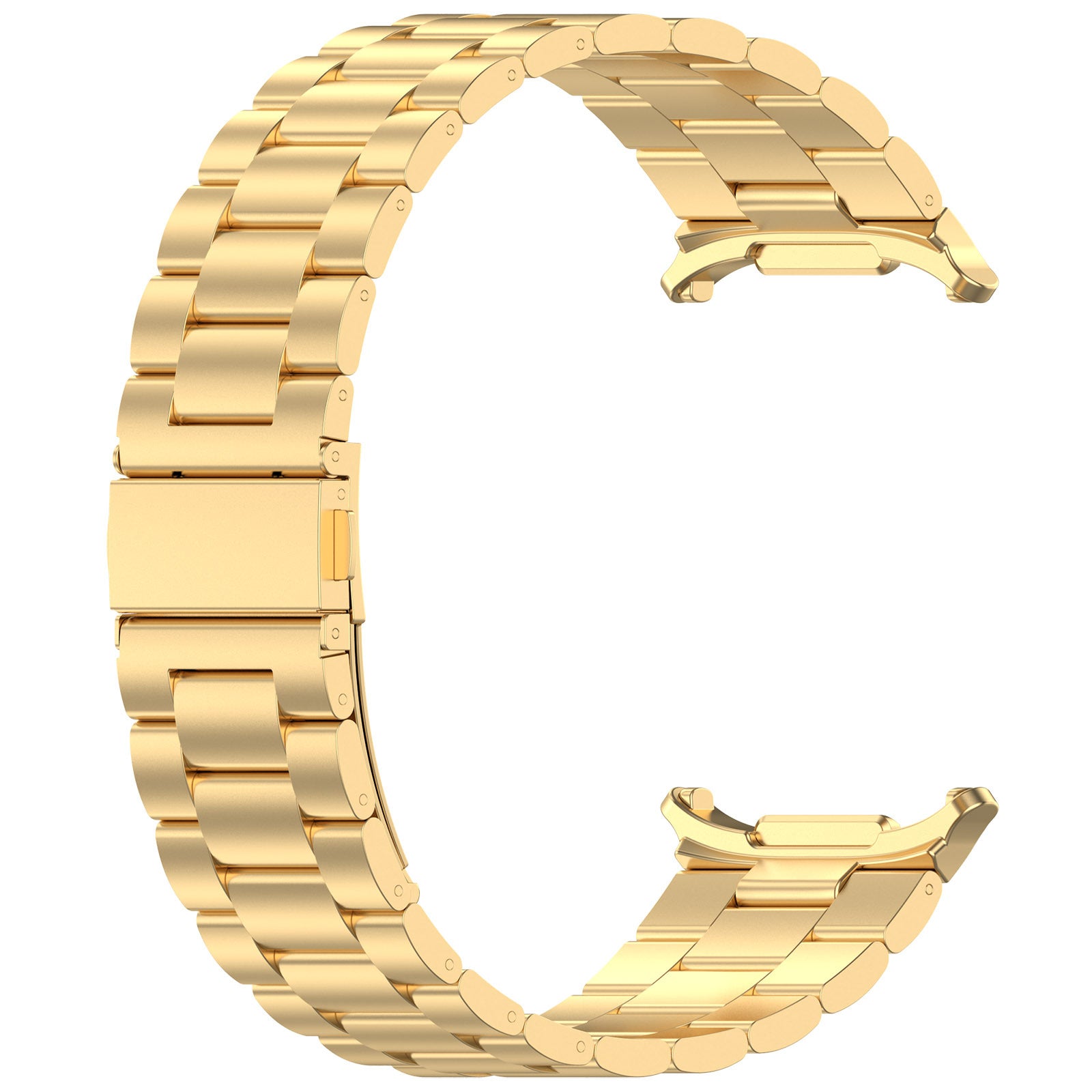 Gold stainless steel bracelet with segmented links and fold-over clasp for Galaxy Watch Ultra smartwatch band