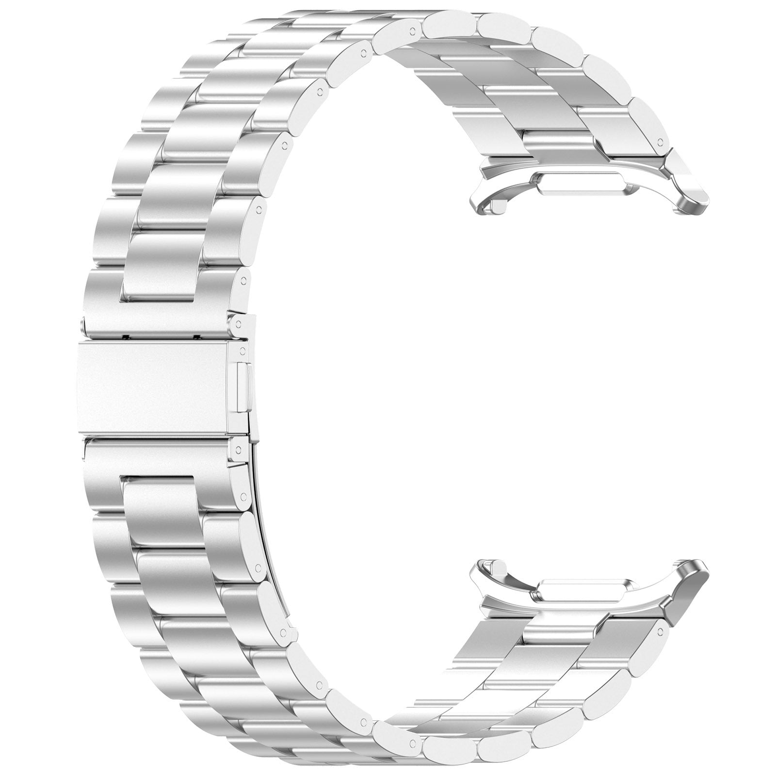 Polished stainless steel bracelet with curved links and secure clasp for Galaxy Watch Ultra smartwatch band