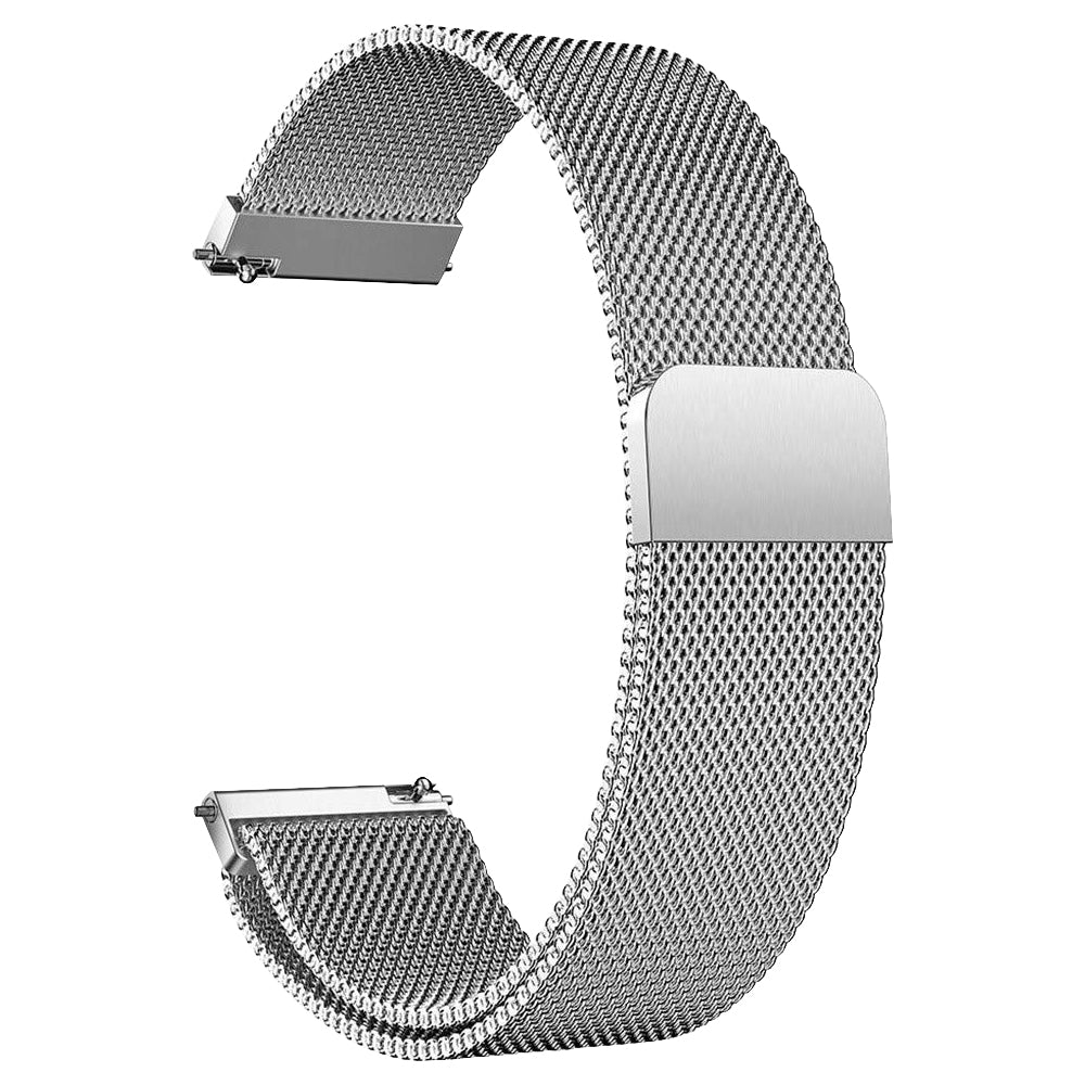 Milanese mesh band for Fitbit Versa smartwatch in silver with magnetic closure clasp
