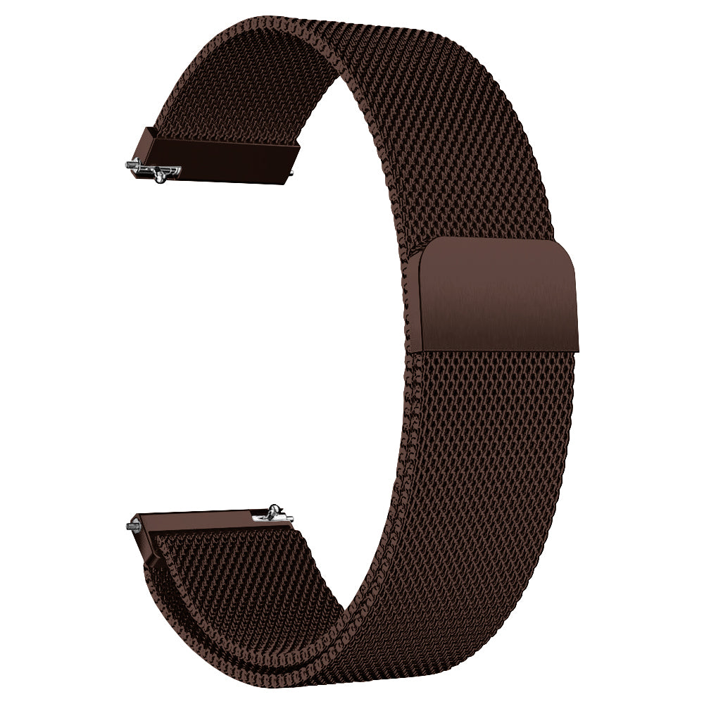 Brown mesh watch band with quick release spring bars and adjustable clasp closure
