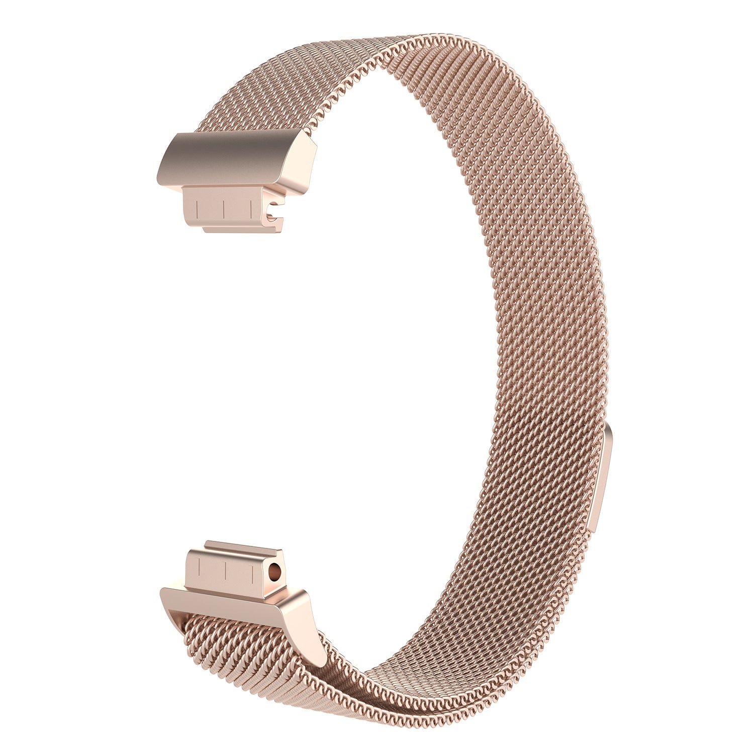 Rose gold Milanese mesh smartwatch band with magnetic closure for Fitbit Inspire and Ace 2 fitness trackers