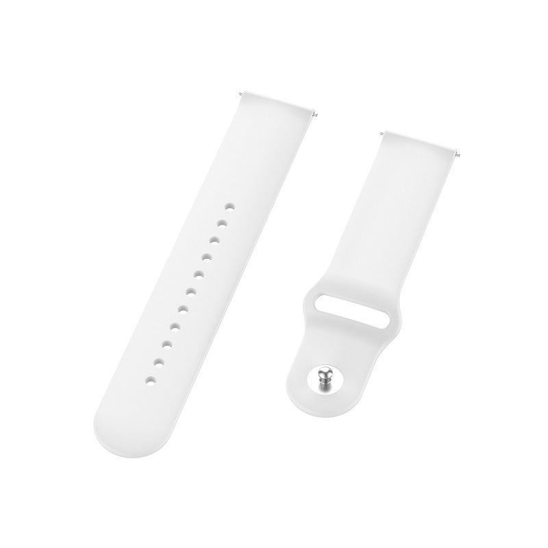 White silicone loop watch bands with quick release pins and adjustment holes for smartwatch straps