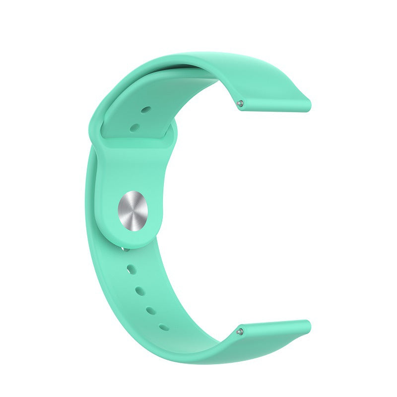 Mint green silicone smartwatch band with quick release connector and adjustable ventilation holes