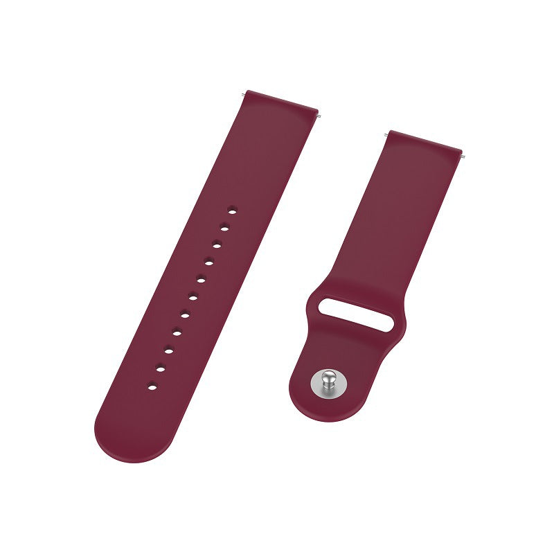 Burgundy silicone sport watch band with quick release mechanism and adjustable loop closure