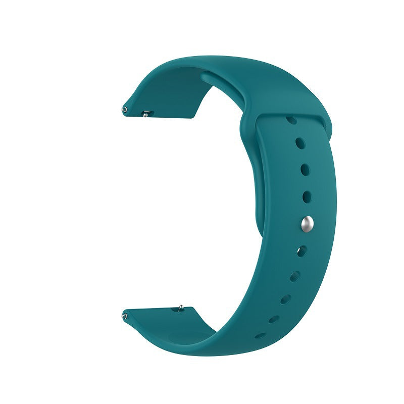 Teal silicone loop smartwatch band with quick release connector and adjustable vent holes