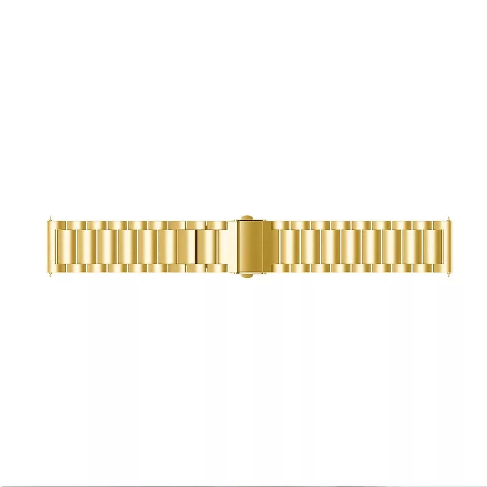 Gold stainless steel watch bracelet with quick release mechanism and deployant clasp closure