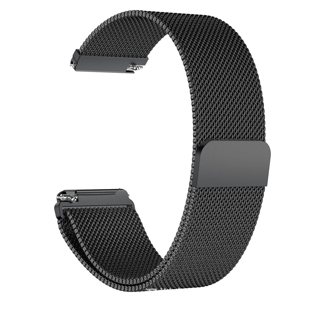 Black stainless steel milanese mesh watch band for Fitbit Versa with magnetic closure clasp