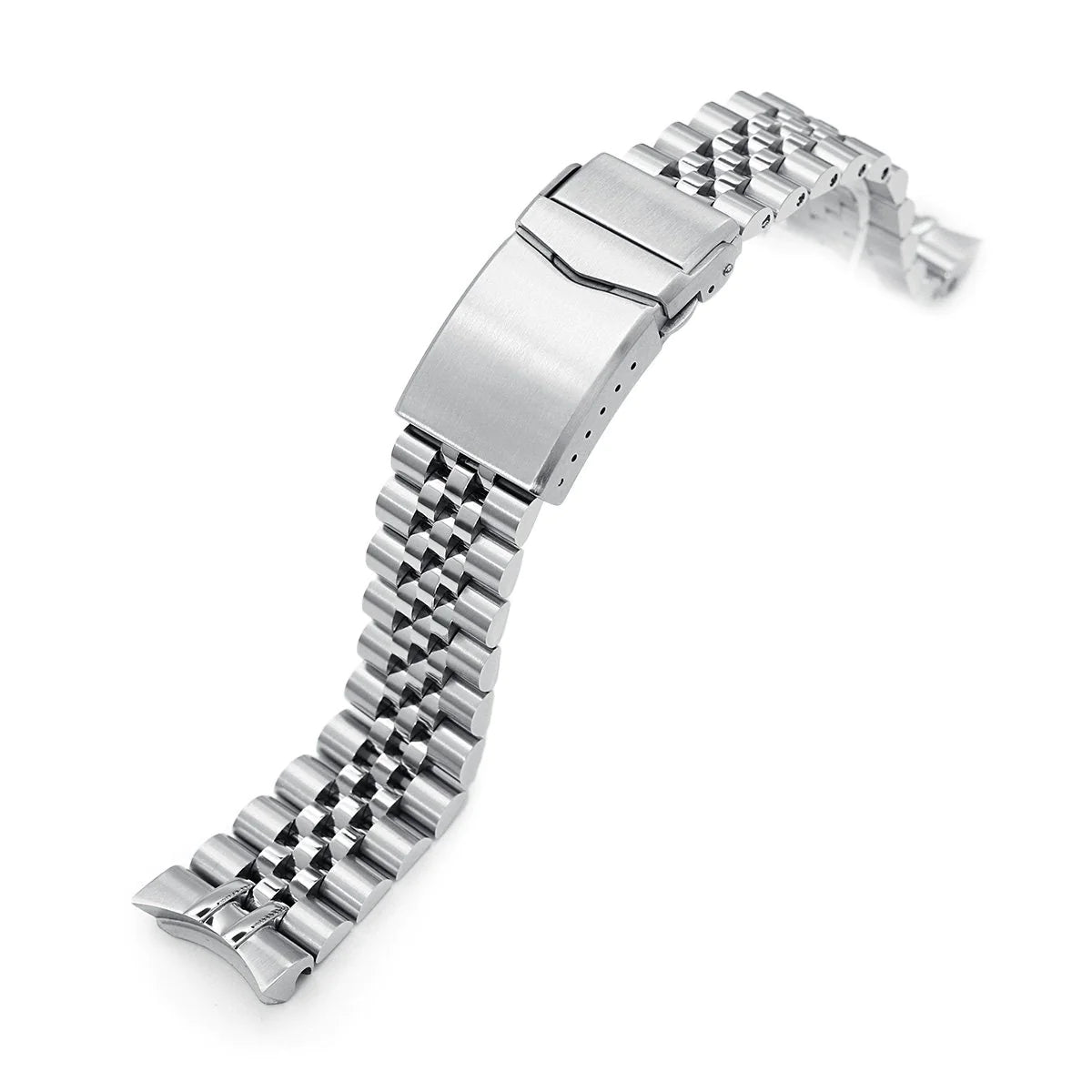 Stainless steel Super-J Louis watch bracelet for Seiko SKX013 with solid links and fold-over clasp