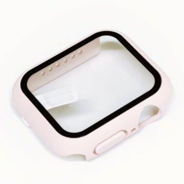 White protective bumper case with clear window for Apple Watch Series 1-9, front view