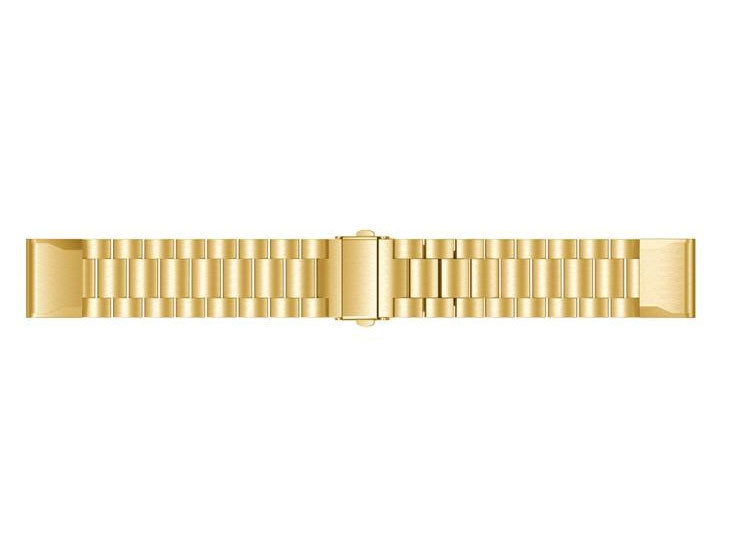 Gold stainless steel watch bracelet with QuickFit connector and fold-over clasp