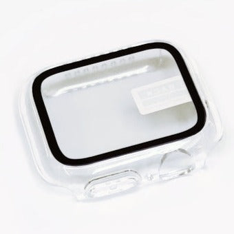 Clear protective case for Apple Watch Series 1-9 with black rubber bumper frame