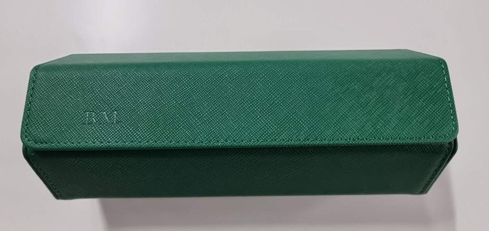 Jefferson - 3 Watch Roll - Saffiano Green | Forest Green Velvet