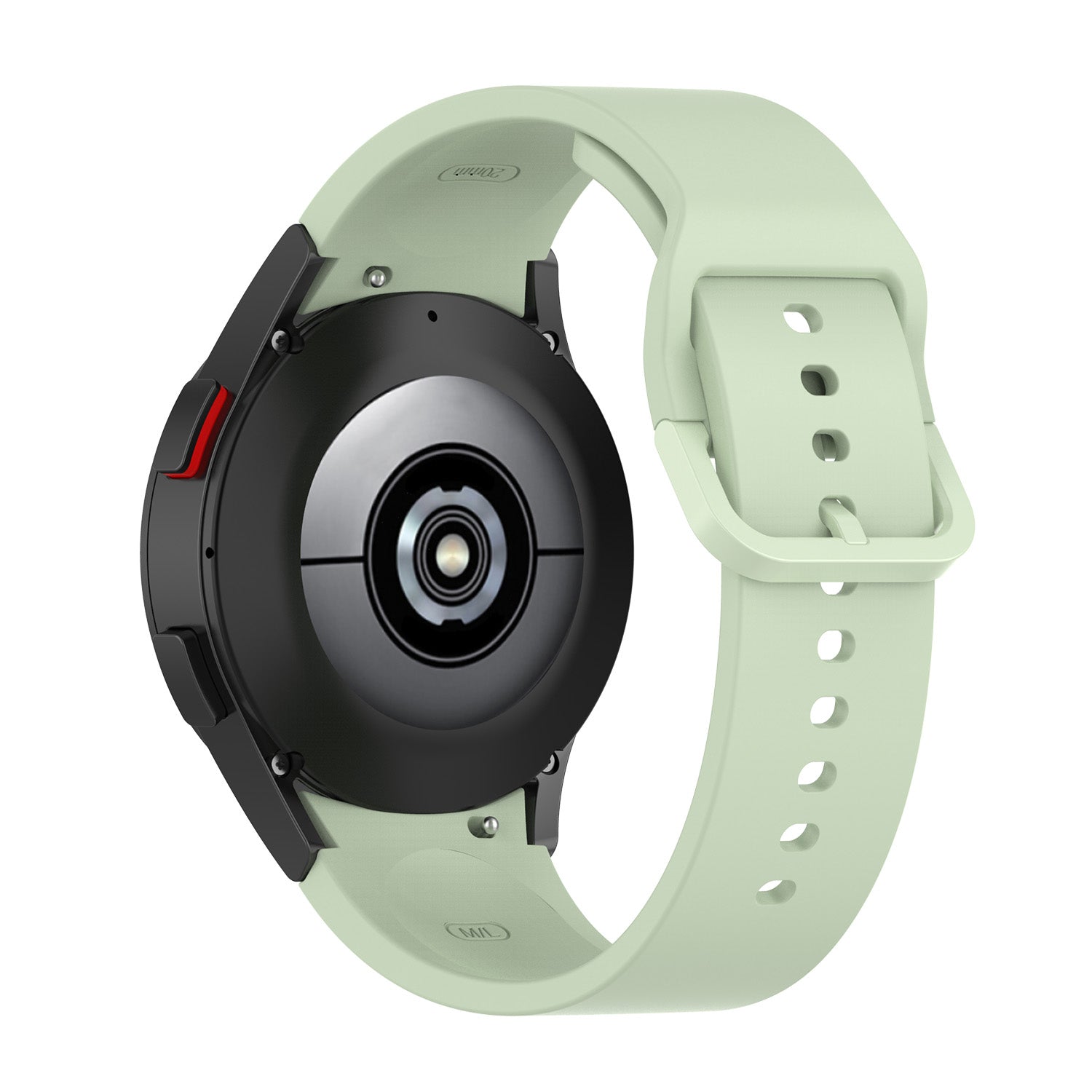 Black and mint green smartwatch with silicone sport band, circular dial and adjustable fit design