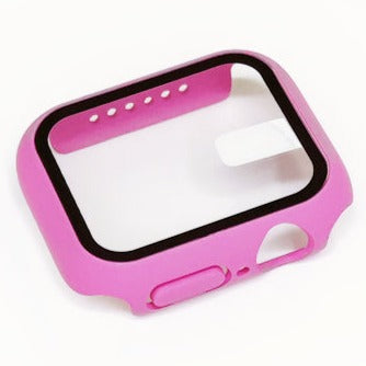 Pink protective bumper case for Apple Watch with ventilation holes and cutout for digital crown