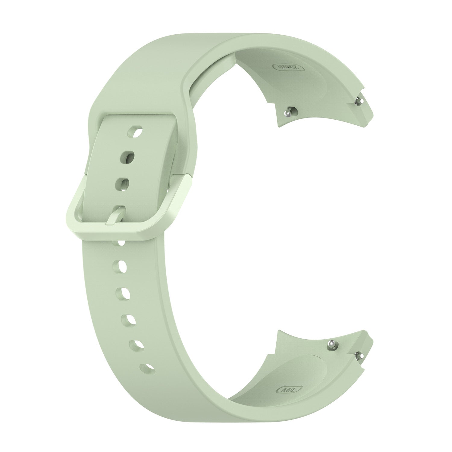 Sage green silicone watch band with gapless design, adjustable strap with pin buckle closure for Galaxy Watch 4-7 and Vivomove HR