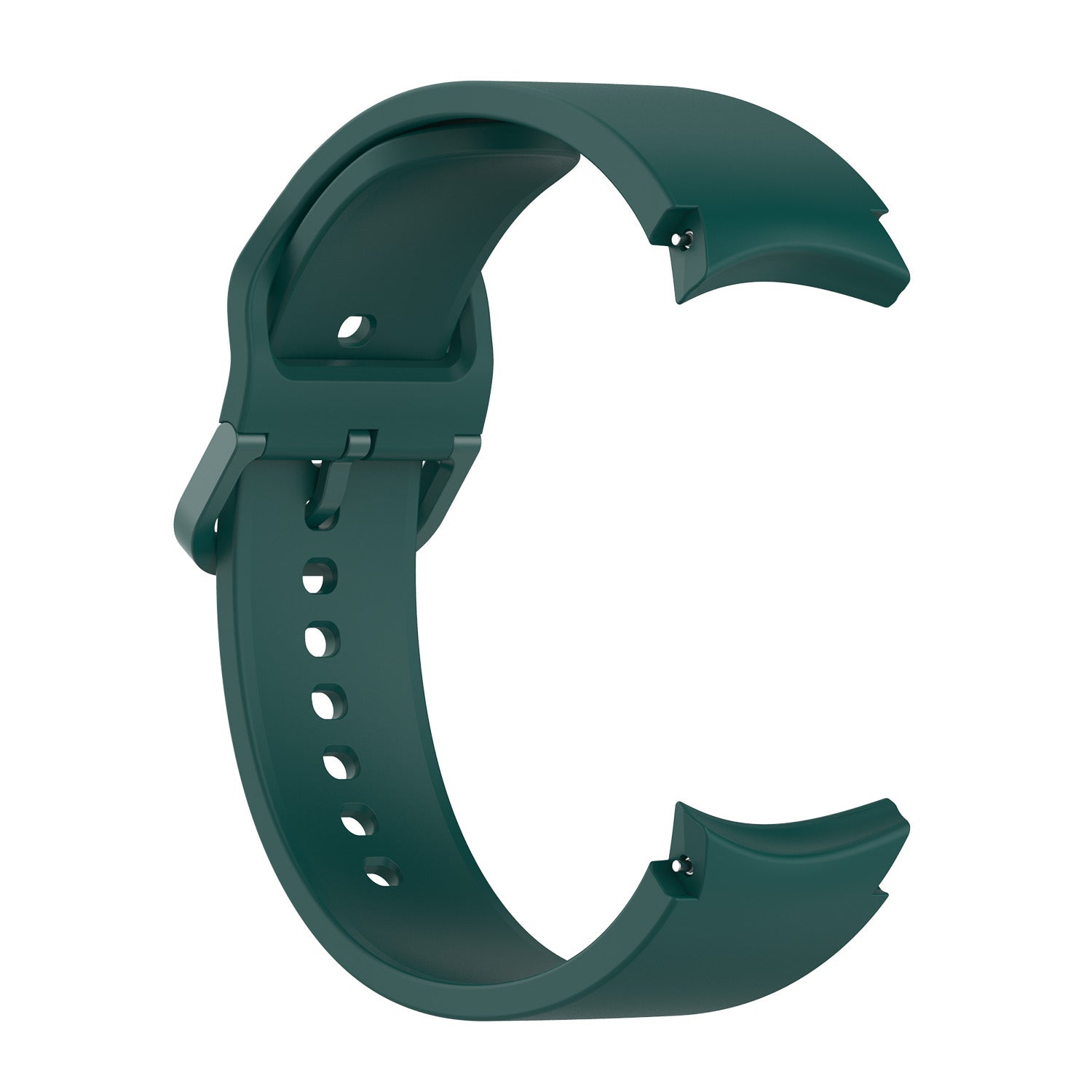 Gapless forest green silicone watch band with quick-release pins and adjustable holes for Galaxy Watch and Vivomove HR