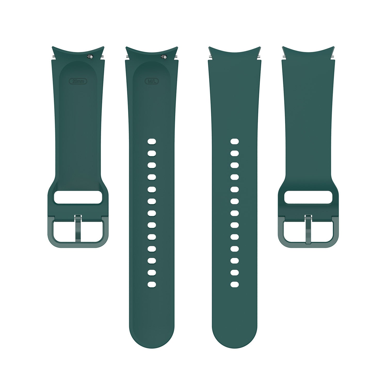 Teal gapless flexi silicone watch bands for Galaxy Watch 4-7 and Vivomove HR with quick-release pins and ventilation holes