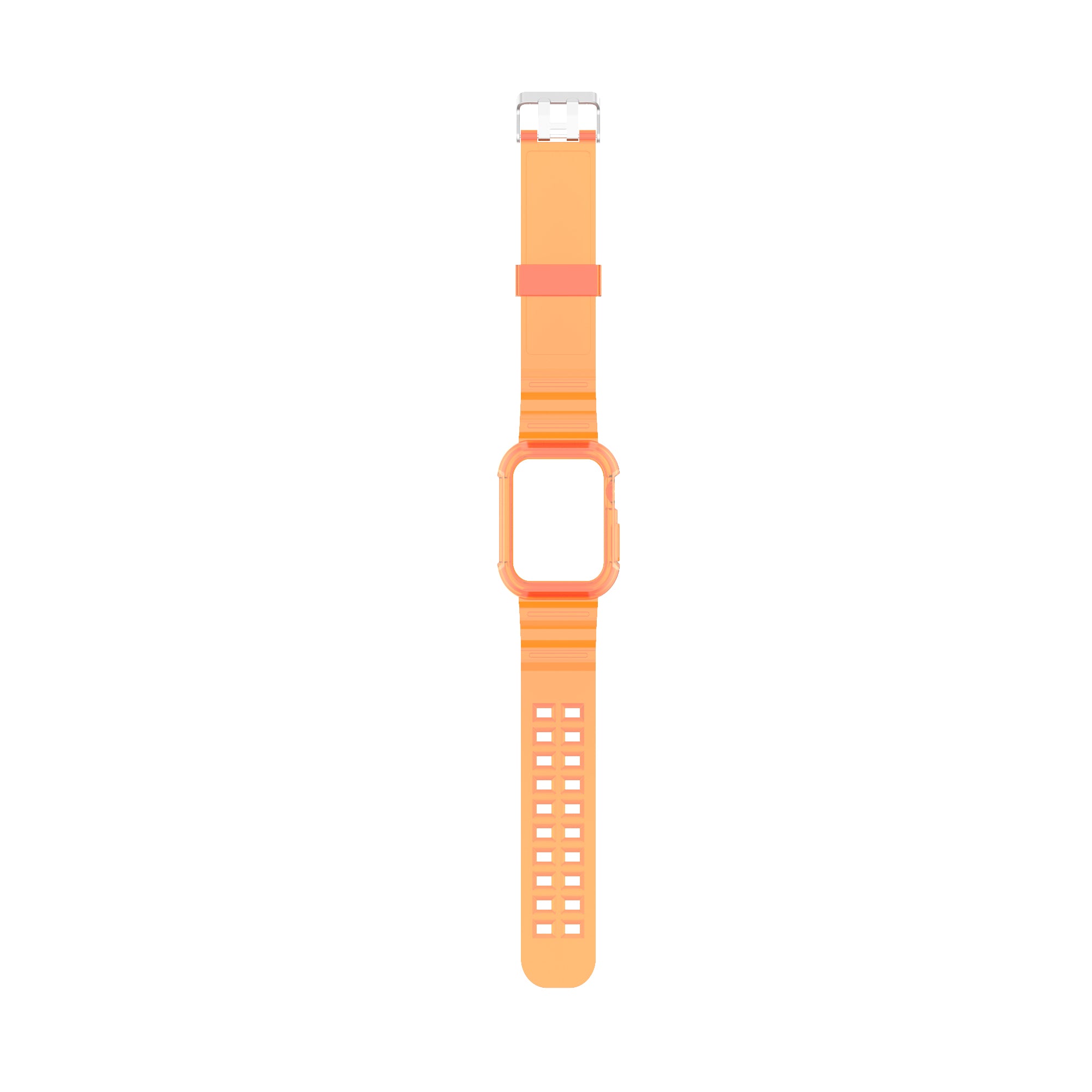 Orange silicone sport band with transparent protective case for Apple Watch smartwatch