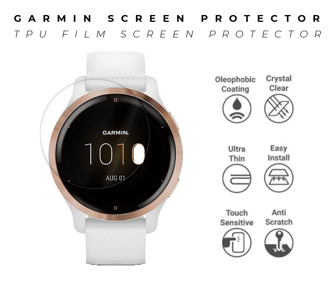 TPU film screen protector for Garmin smartwatch with oleophobic coating and anti-scratch technology
