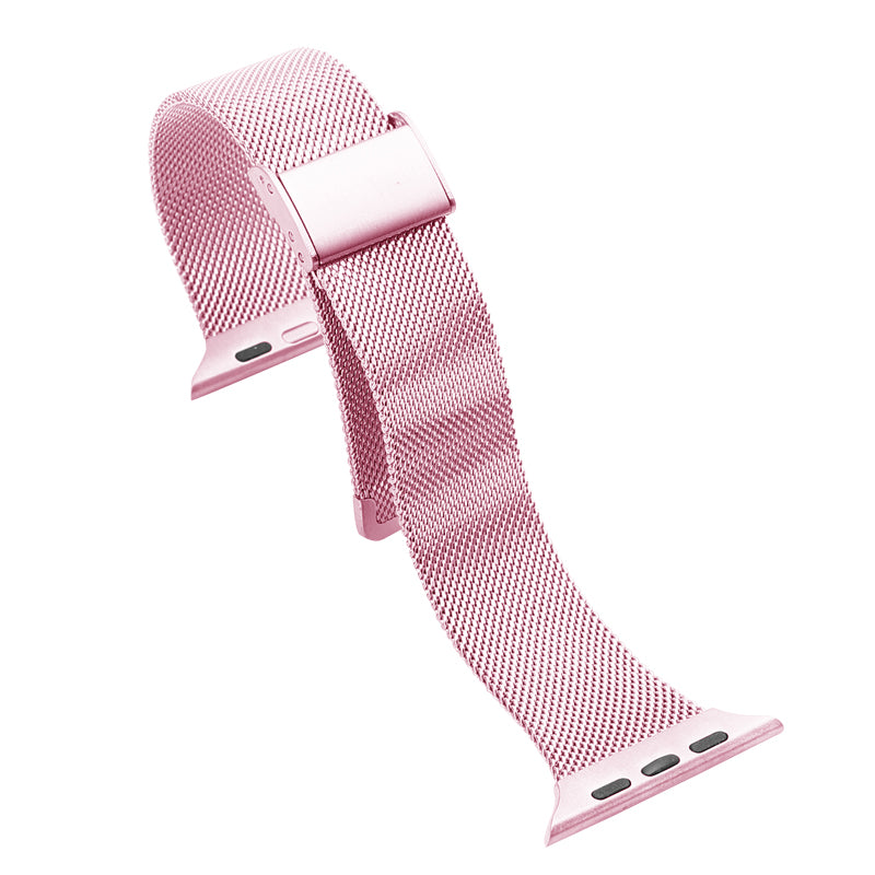 Rose pink stainless steel Milanese mesh band with magnetic clasp for smartwatch