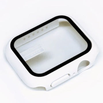 White protective case for Apple Watch Series 1-9 with black rubber frame and carrying handles